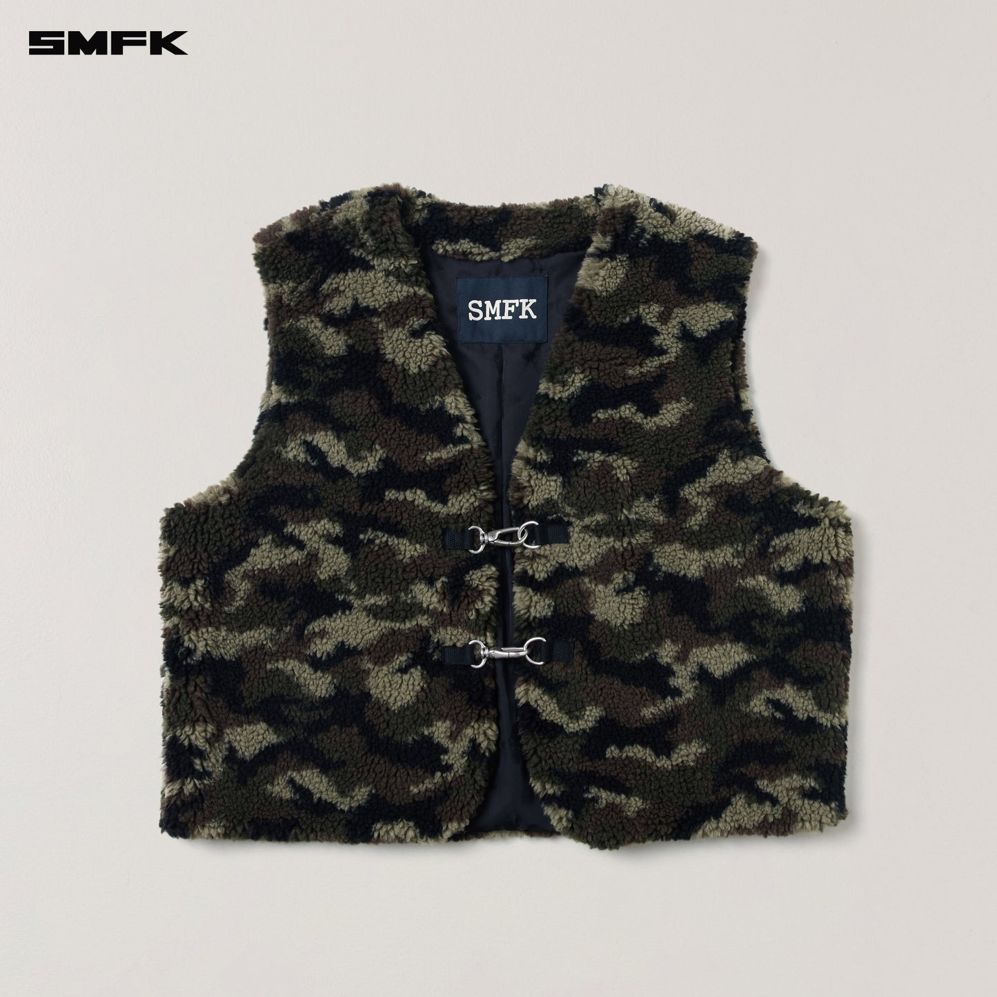 COMPASS MODE ROVE WOOL JACQUARD CAMO LOOSE TANK/ ARMY GREEN CAMOUFLAGE