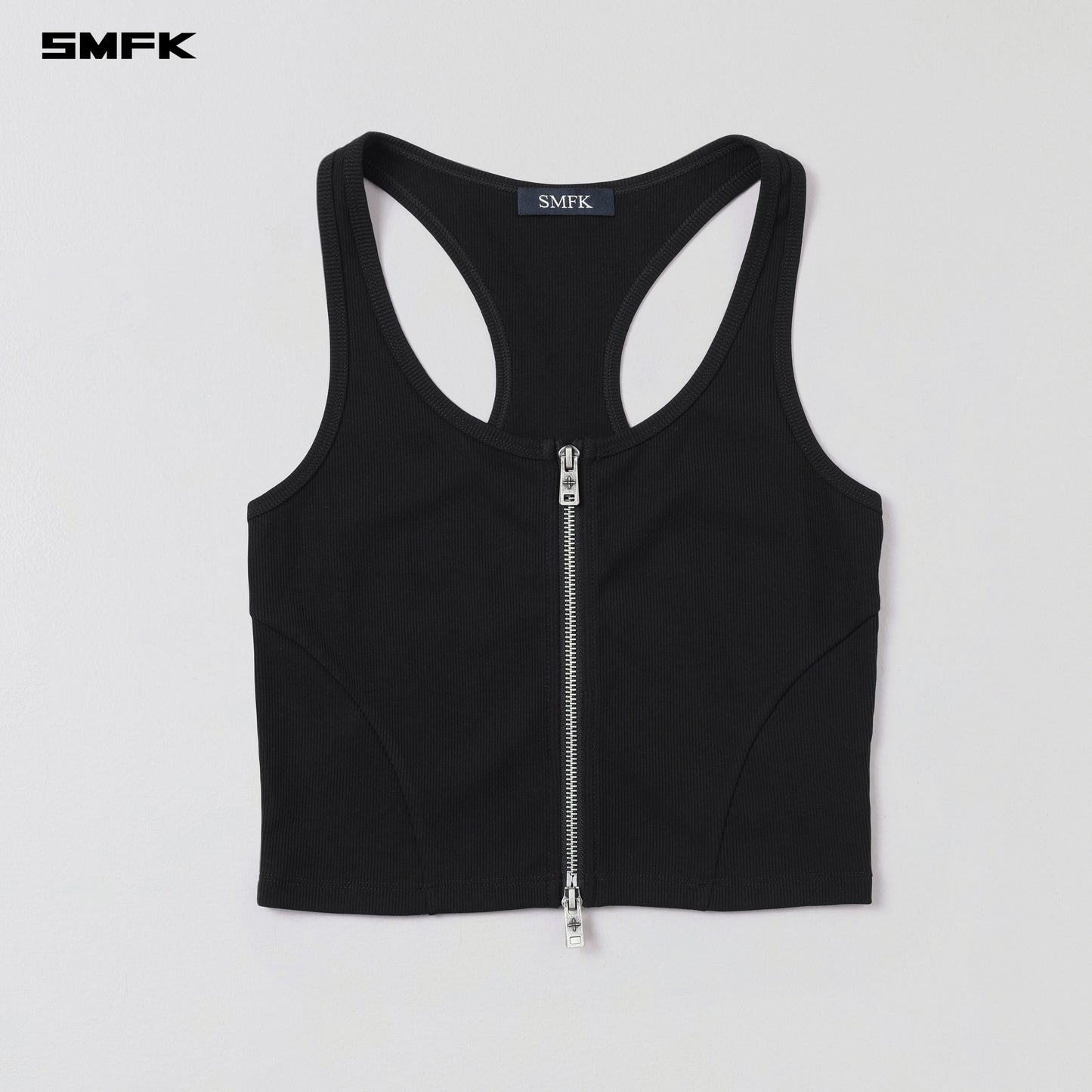 VINTAGE NOMADIC SLIM ZIP TANK/long-staple cotton - WILD BLACK