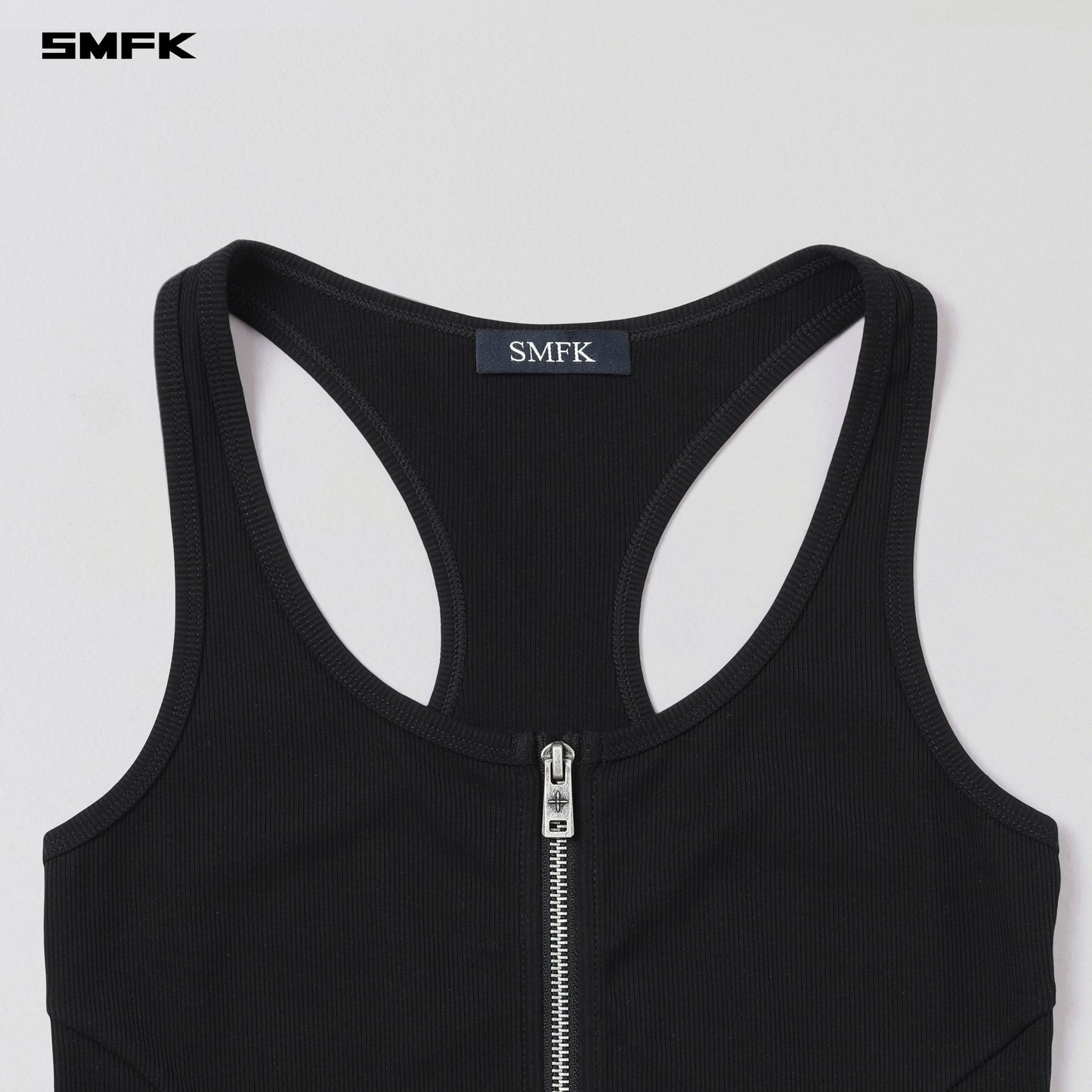 VINTAGE NOMADIC SLIM ZIP TANK/long-staple cotton - WILD BLACK