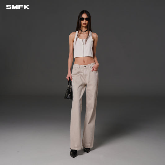 VINTAGE NOMADIC SLIM ZIP TANK/long-staple cotton - CLOUD WHITE