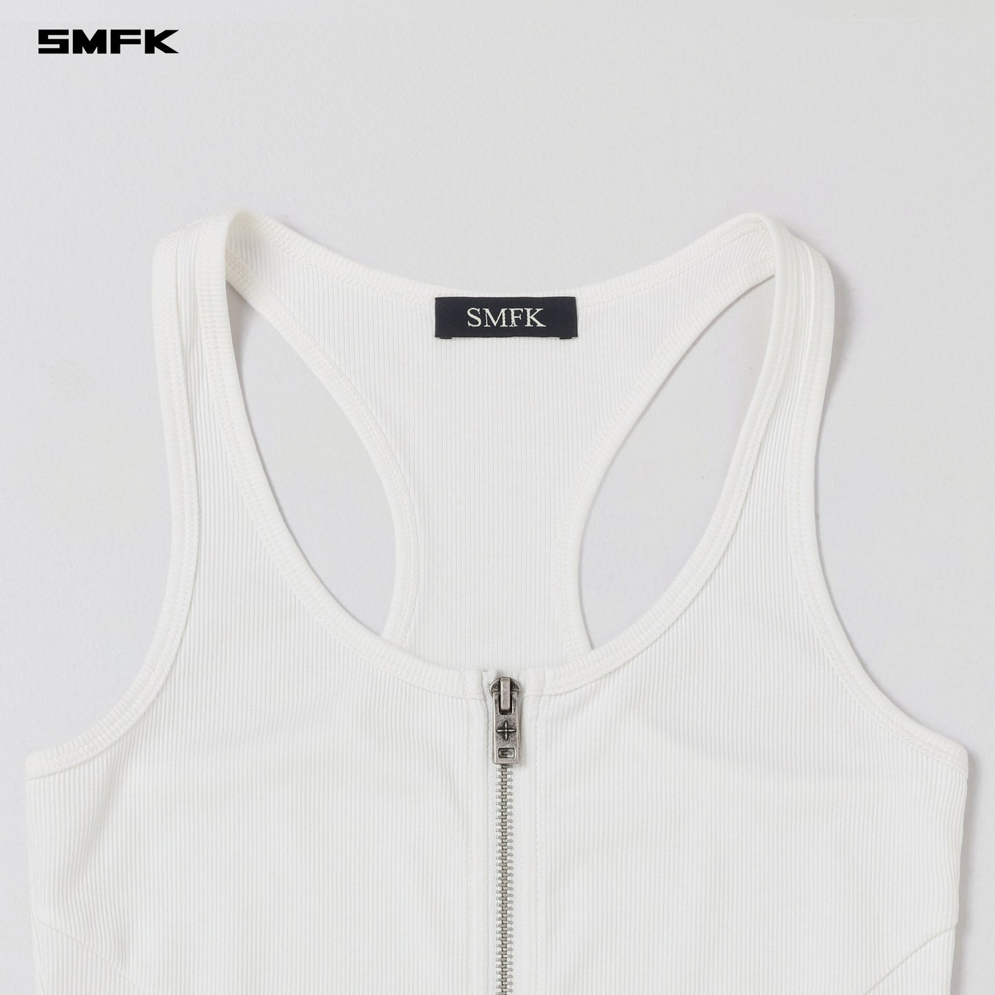 VINTAGE NOMADIC SLIM ZIP TANK/long-staple cotton - CLOUD WHITE