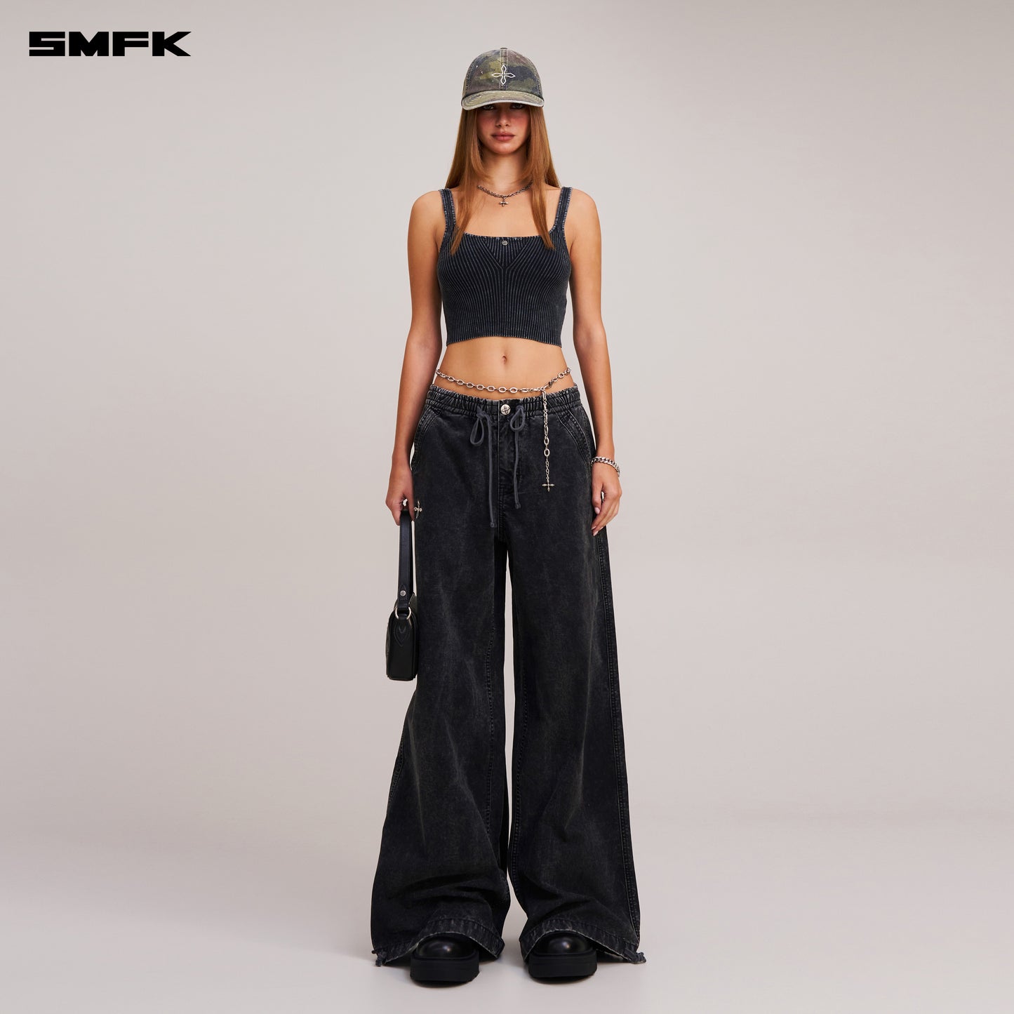 VINTAGE-SAVAGE KNIT TANK/STONE WASH/ VANISH BLACK
