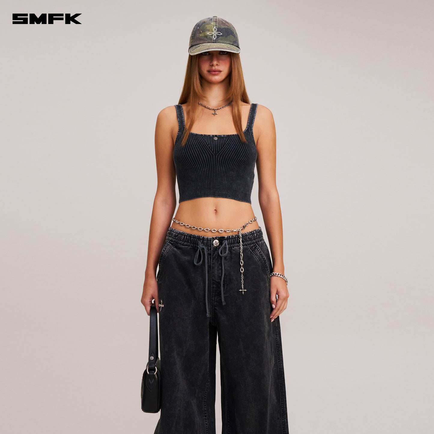 VINTAGE-SAVAGE KNIT TANK/STONE WASH/ VANISH BLACK