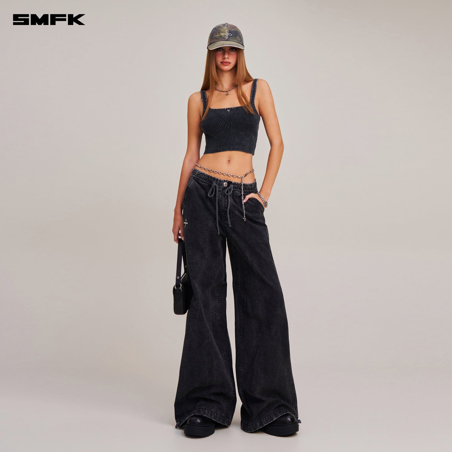 VINTAGE-SAVAGE KNIT TANK/STONE WASH/ VANISH BLACK