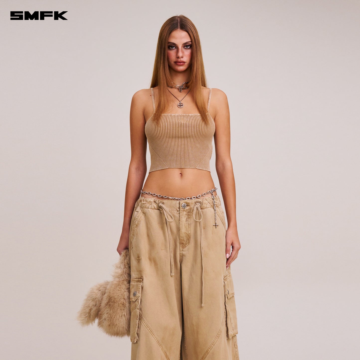 VINTAGE-SAVAGE KNIT CAMISOLE/STONE WASH/ VANISH SAND