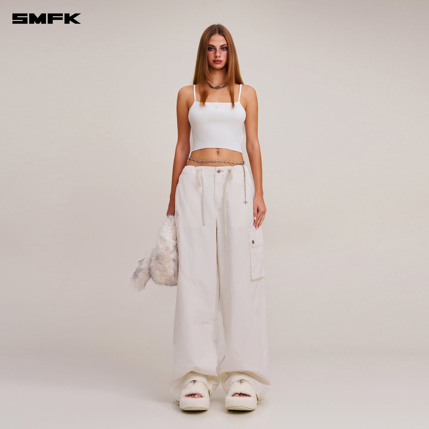 VINTAGE-SAVAGE KNIT CAMISOLE/STONE WASH/ VANISH WHITE
