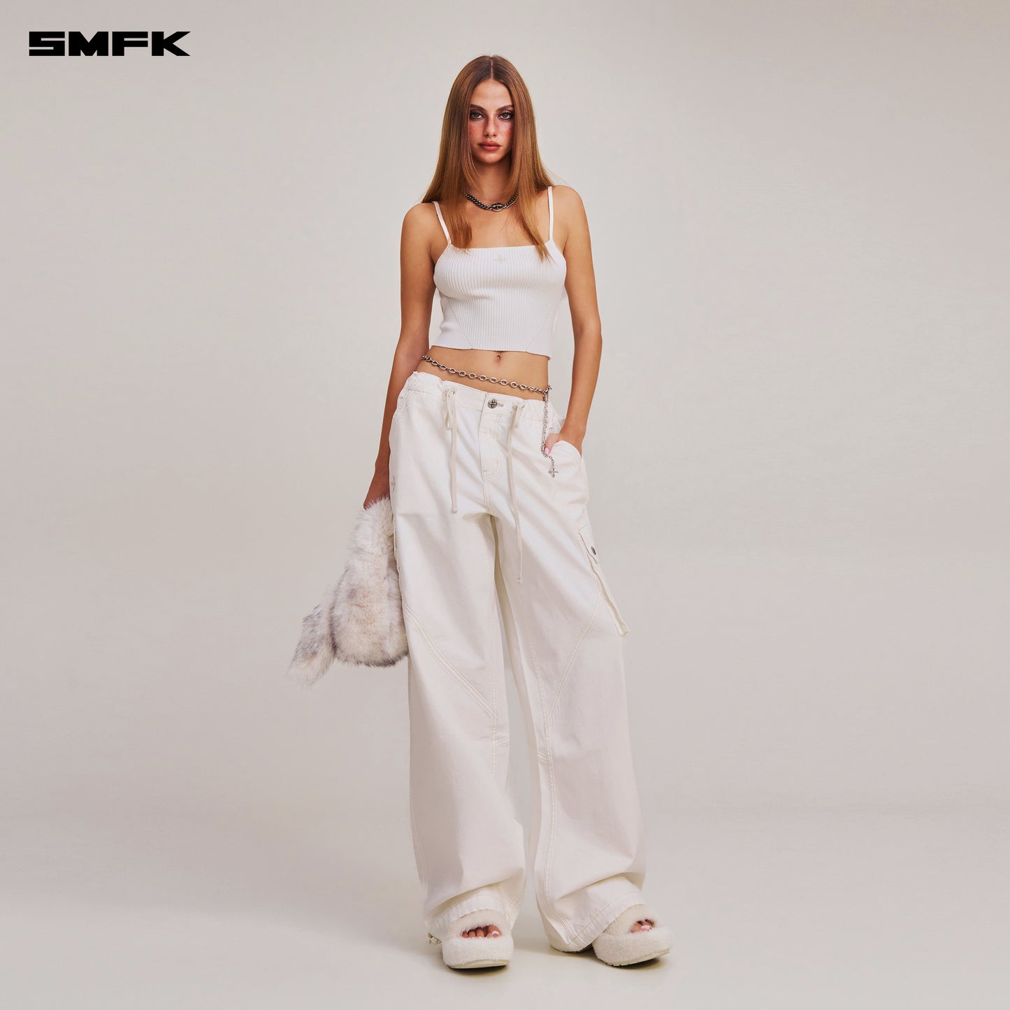 VINTAGE-SAVAGE KNIT CAMISOLE/STONE WASH/ VANISH WHITE