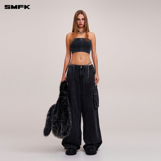VINTAGE-SAVAGE KNIT BUSTIER/STONE WASH/ VANISH BLACK