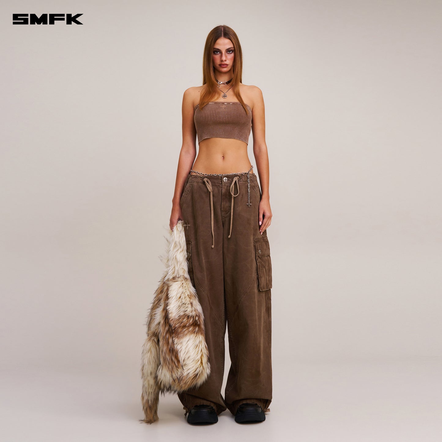 VINTAGE-SAVAGE KNIT BUSTIER/STONE WASH/ VANISH BROWN