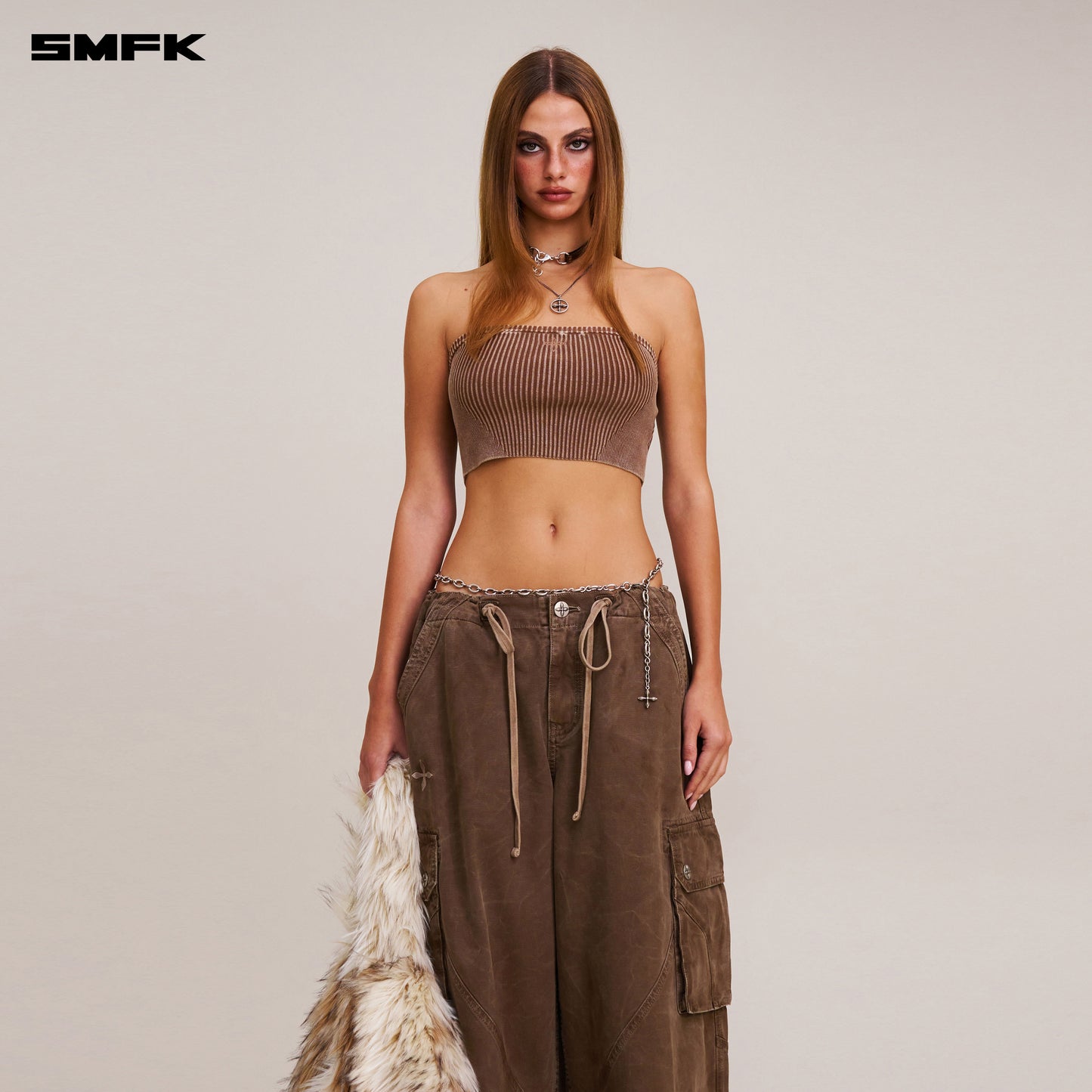 VINTAGE-SAVAGE KNIT BUSTIER/STONE WASH/ VANISH BROWN