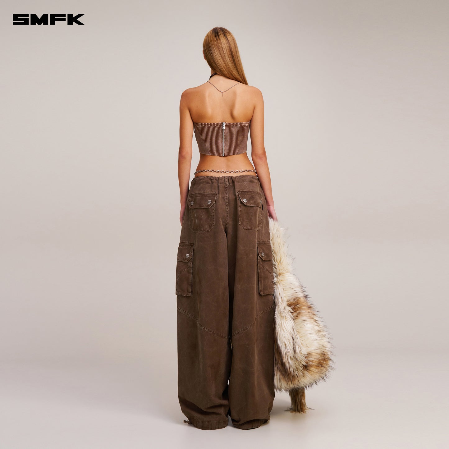 VINTAGE-SAVAGE KNIT BUSTIER/STONE WASH/ VANISH BROWN
