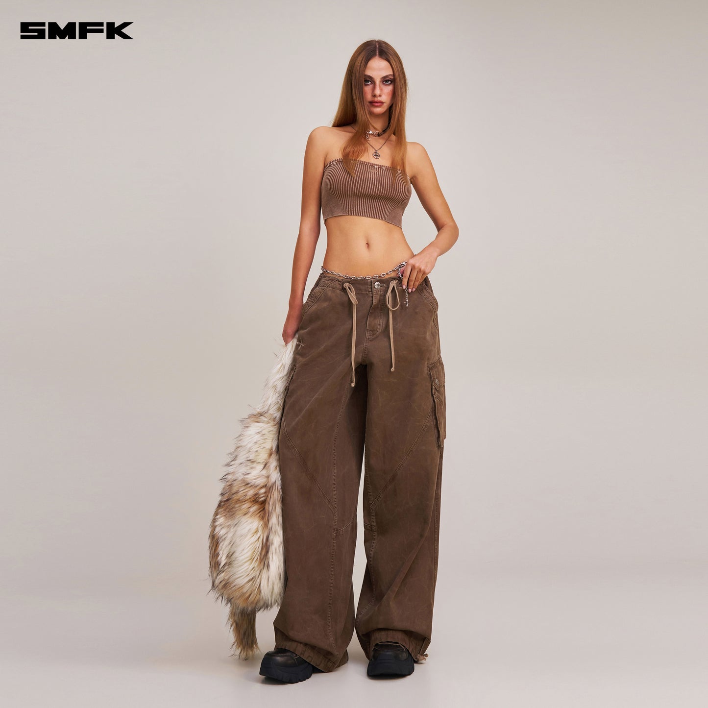 VINTAGE-SAVAGE KNIT BUSTIER/STONE WASH/ VANISH BROWN