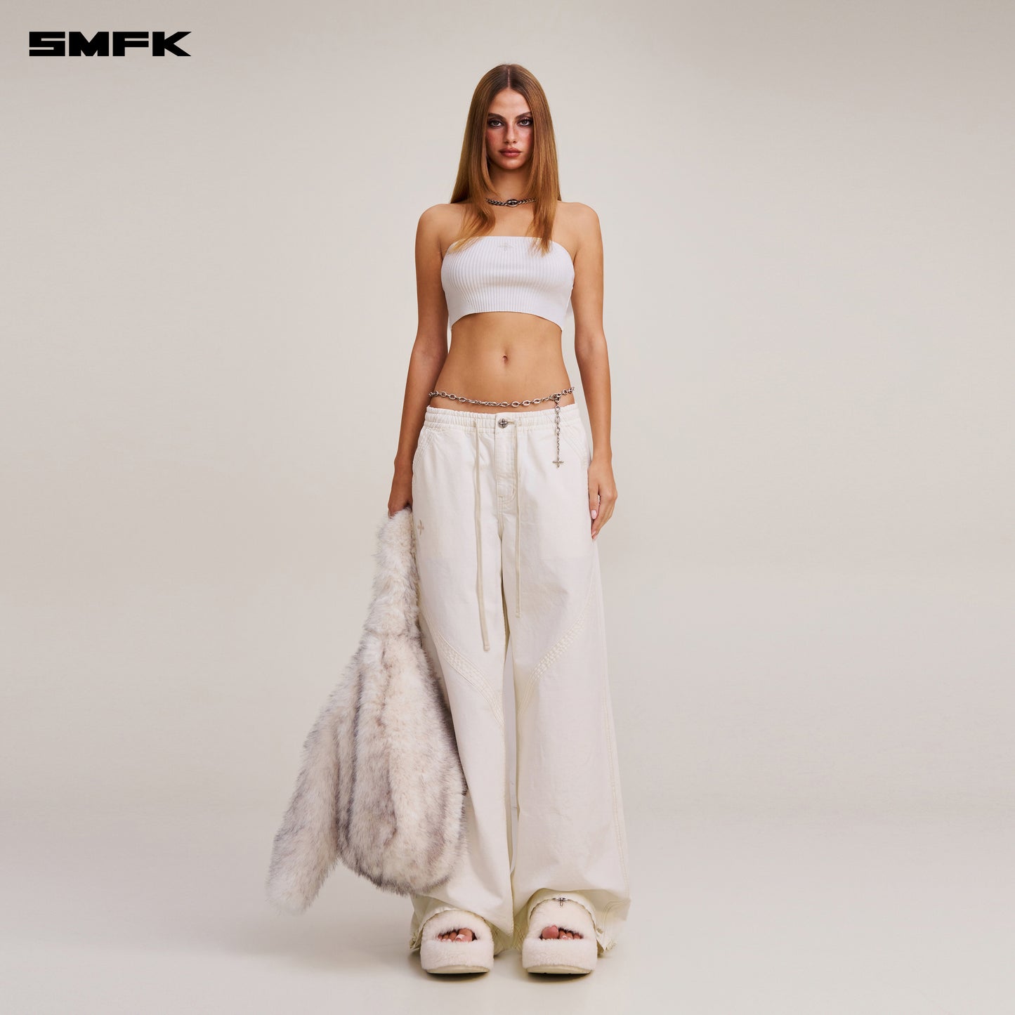 VINTAGE-SAVAGE KNIT BUSTIER/STONE WASH/ VANISH WHITE