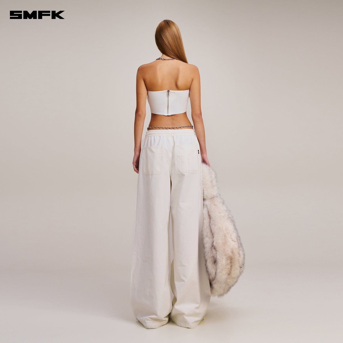 VINTAGE-SAVAGE KNIT BUSTIER/STONE WASH/ VANISH WHITE
