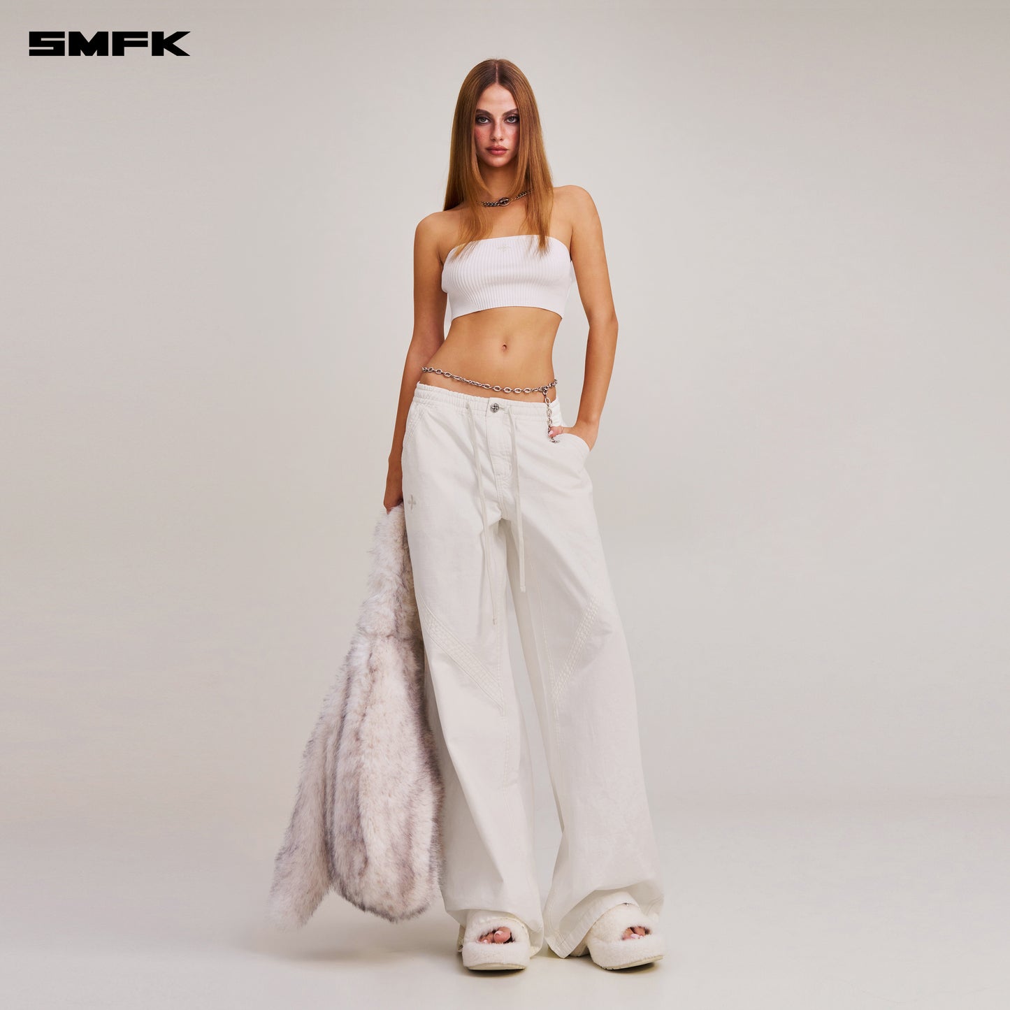 VINTAGE-SAVAGE KNIT BUSTIER/STONE WASH/ VANISH WHITE