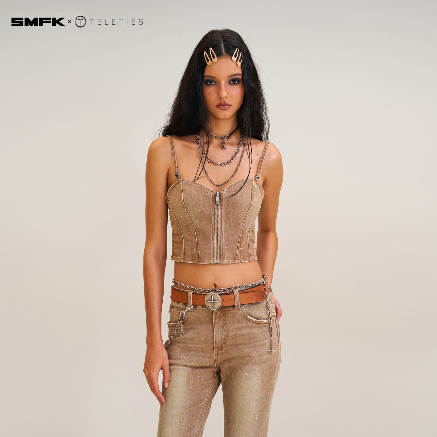 SMFK X TELETIES Snap Clips SAND COLOR