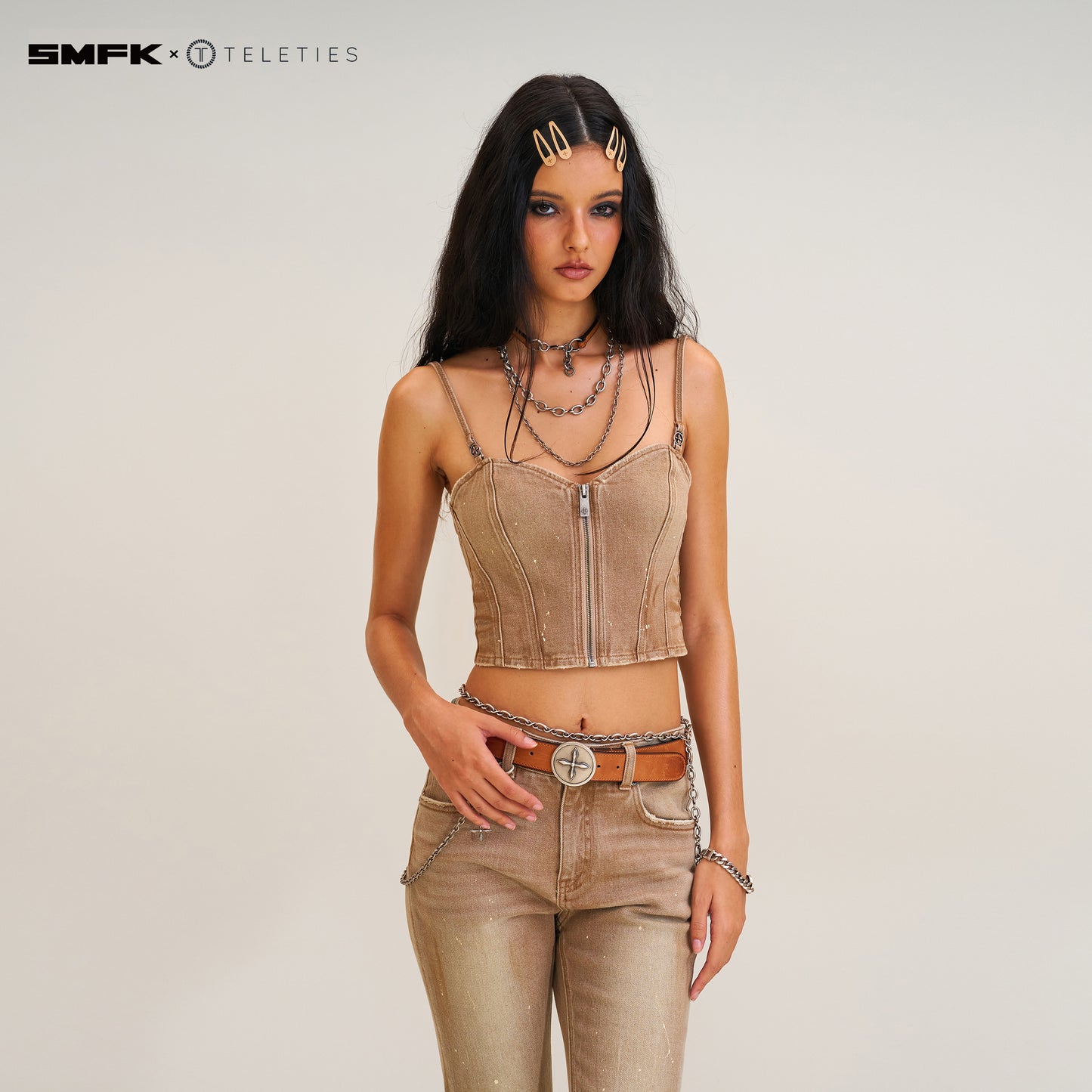 SMFK X TELETIES Snap Clips SAND COLOR
