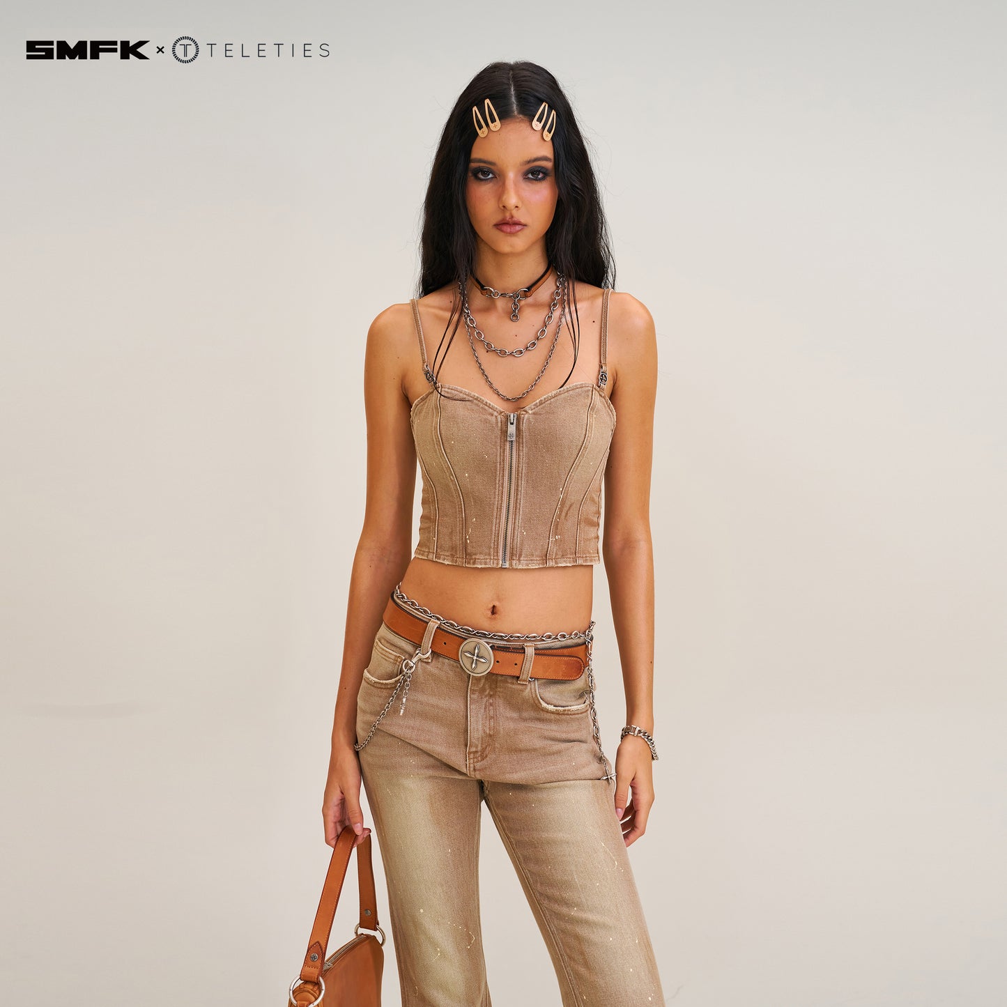 SMFK X TELETIES Snap Clips SAND COLOR