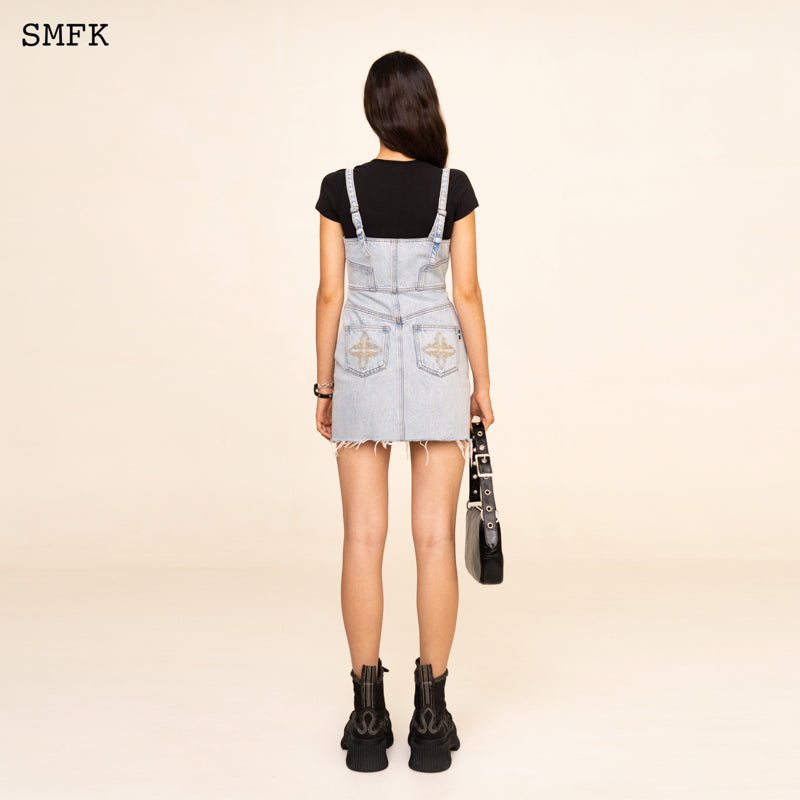 WILDWORLD ROCK DENIM SHORT DRESS SKY BLUE