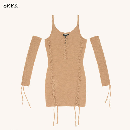 WILDWORLD DESERT TARANTULA KNITTED DRESS IN WHEAT