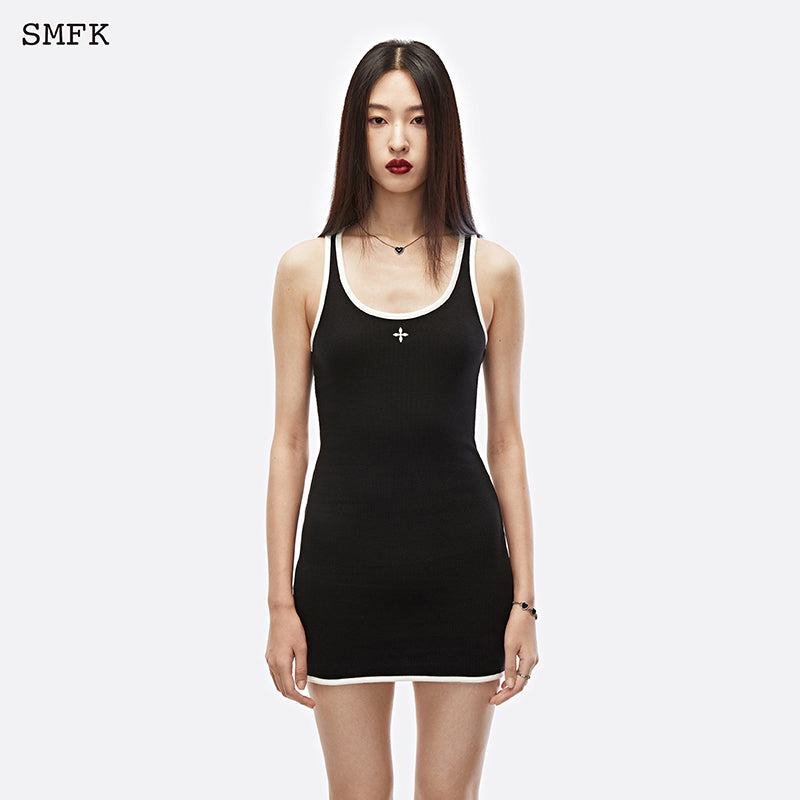 COMPASS VINTAGE TENNIS TANK DRESS BLACK