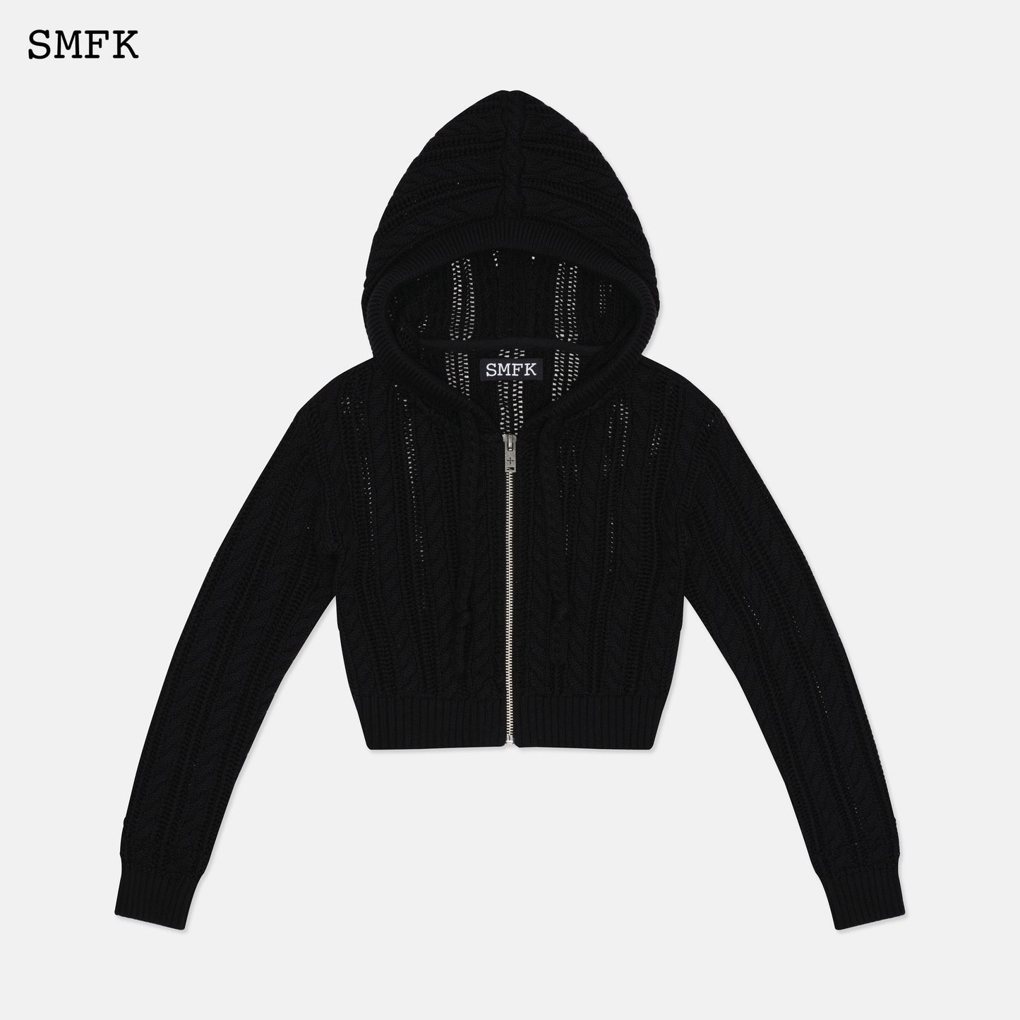 WILDERNESS BLACK KNITTED HOODIE