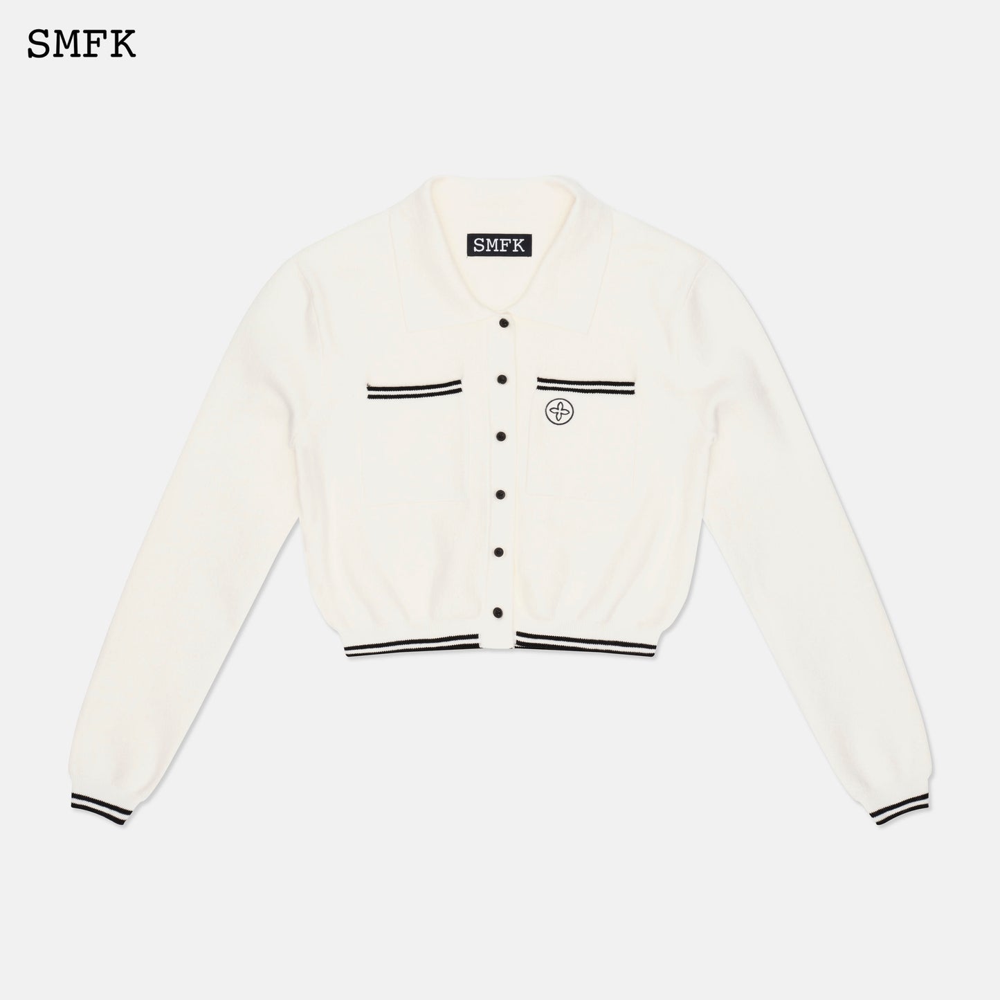 COMPASS RETRO ACADEMY WHITE KNITTED JACKET