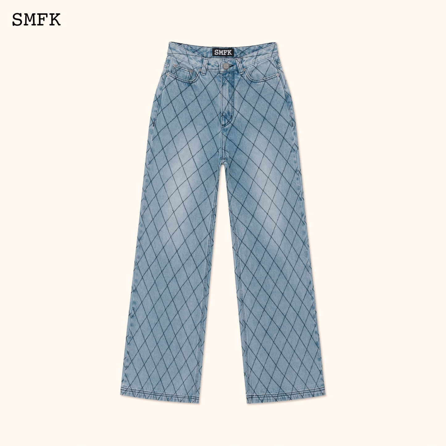 Wild World Wilderness Fence Wide Leg Jeans Blue Denim Fence