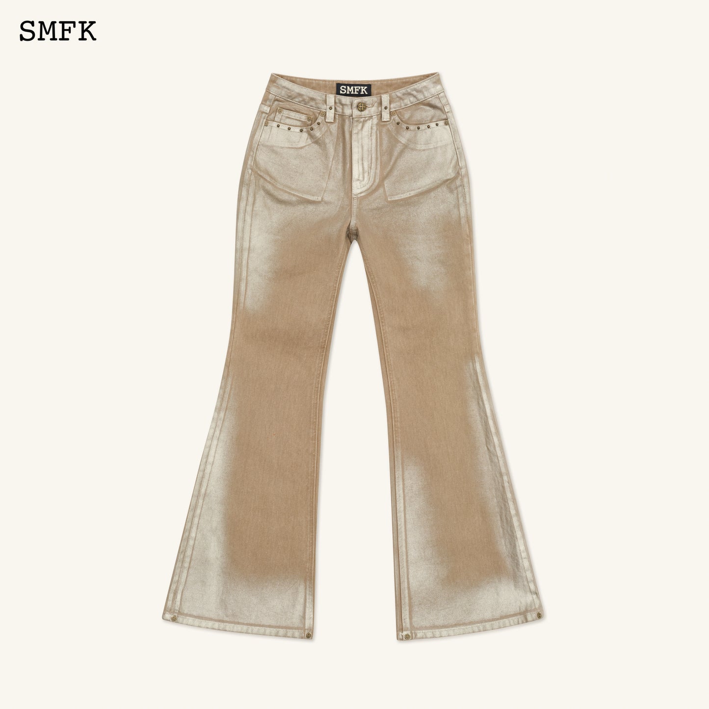 Ancient Myth Golden Snake Flared Jeans Gold