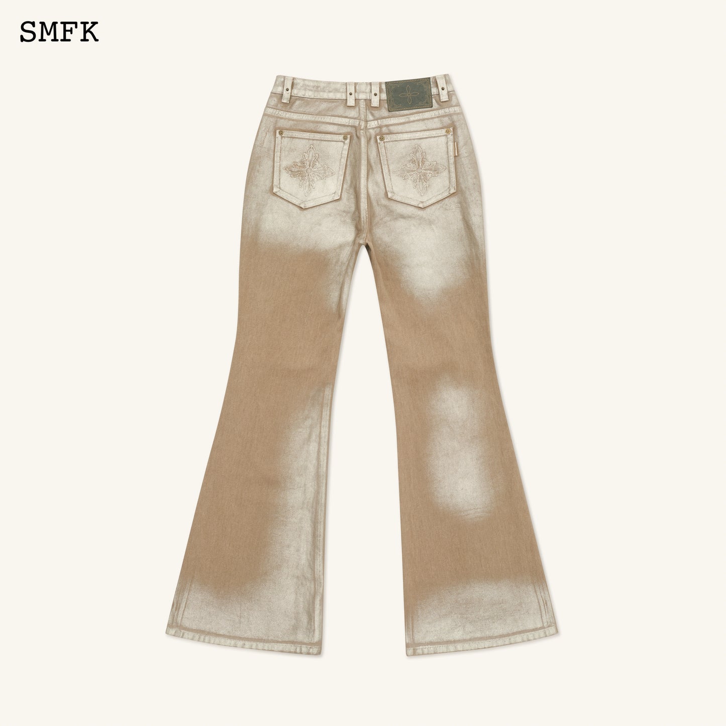 Ancient Myth Golden Snake Flared Jeans Gold