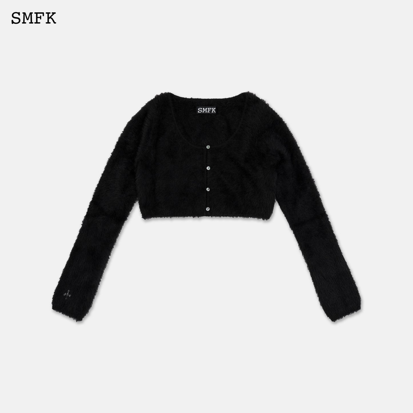 PANDA WOOL SHORT CARDIGAN BLACK