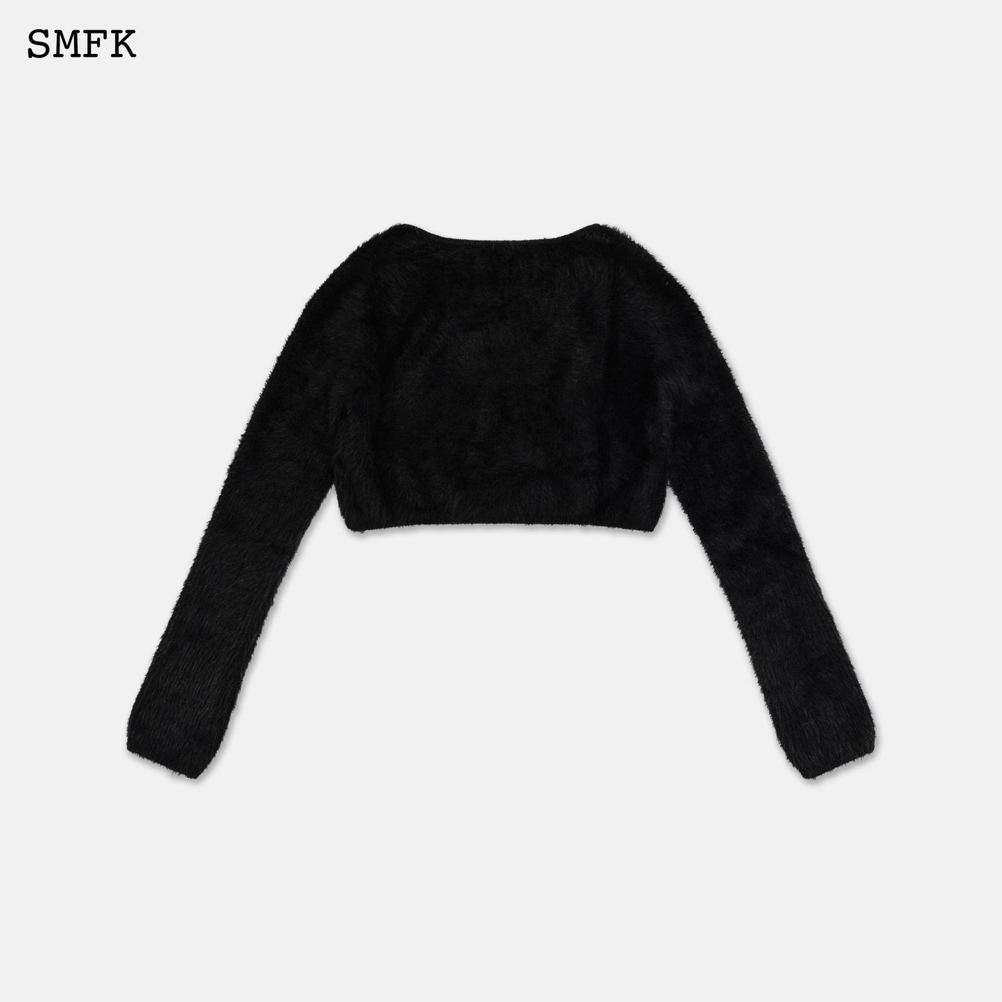 PANDA WOOL SHORT CARDIGAN BLACK