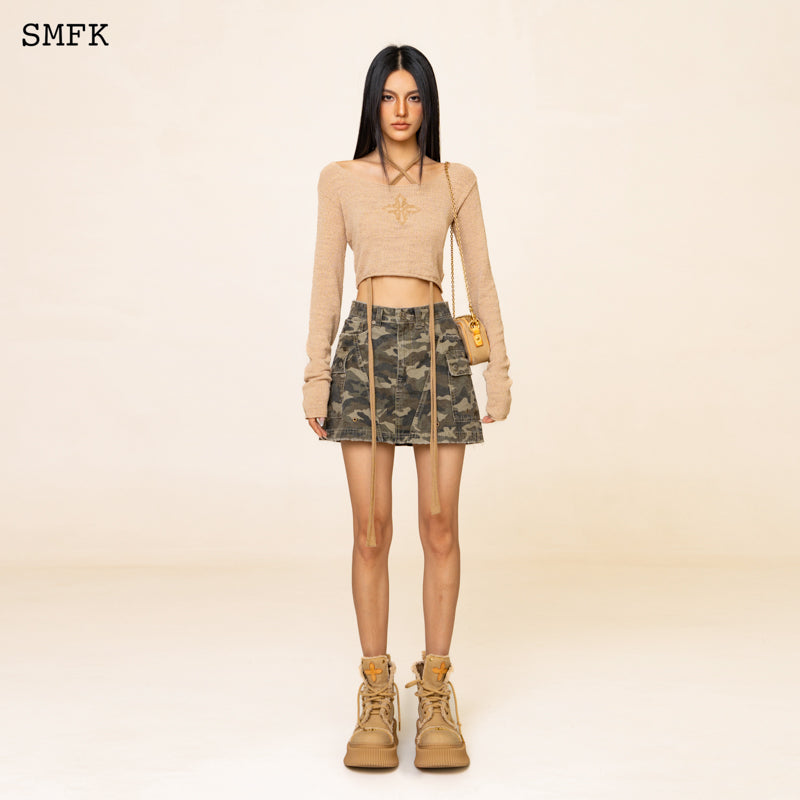 WILDWORLD KNITTED SHORT TOP IN WHEAT