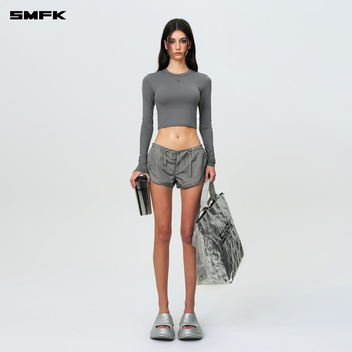 Compass Hug Embrace Skin Slimming Top Cement Gray
