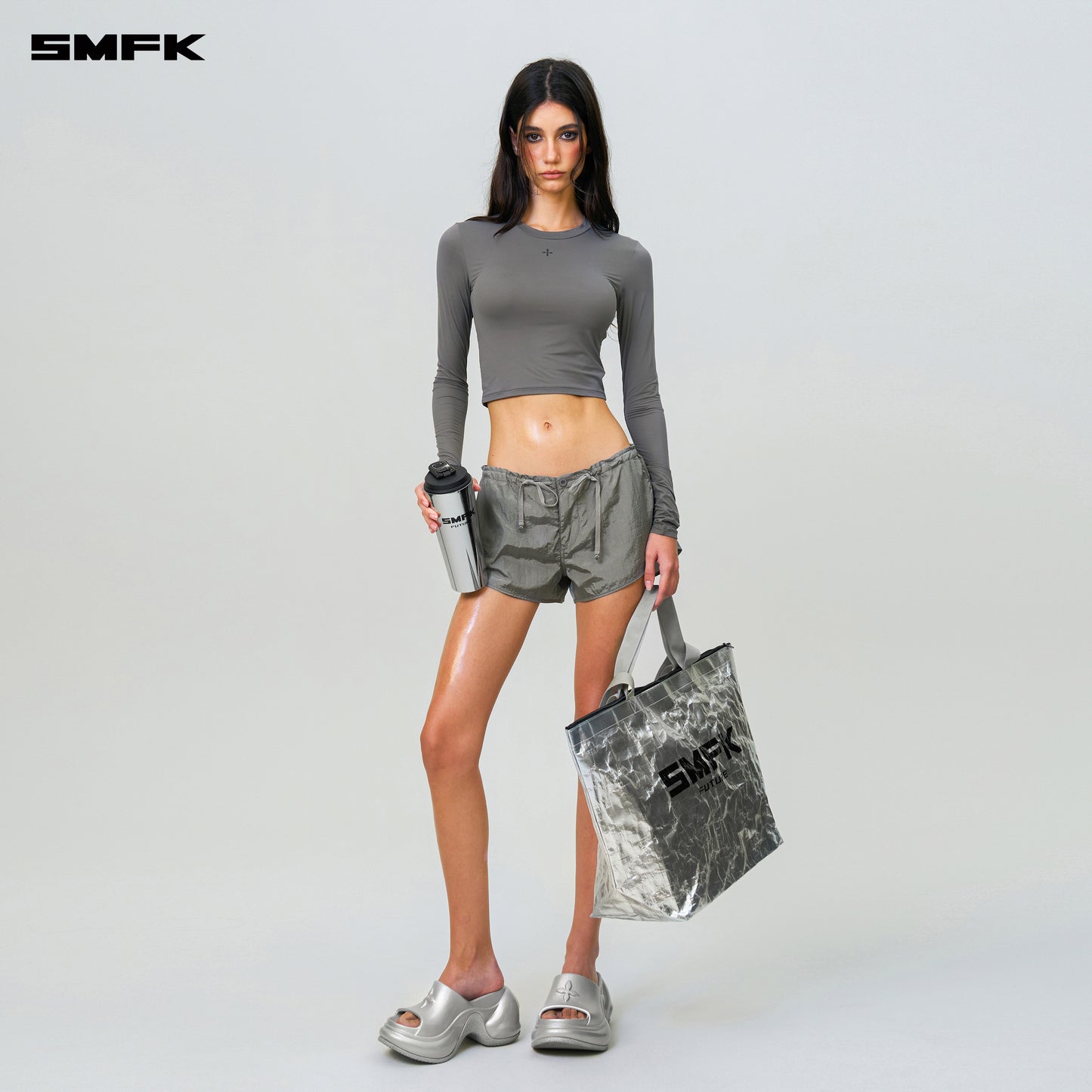 Compass Hug Embrace Skin Slimming Top Cement Gray
