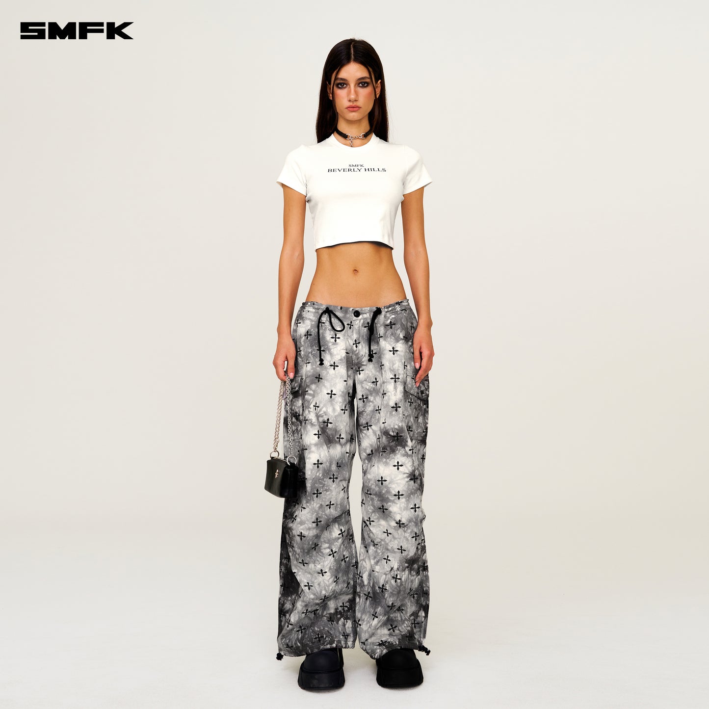 Compass Ink Garden Tie-Dye Hunting Paratrooper Pants Black and White