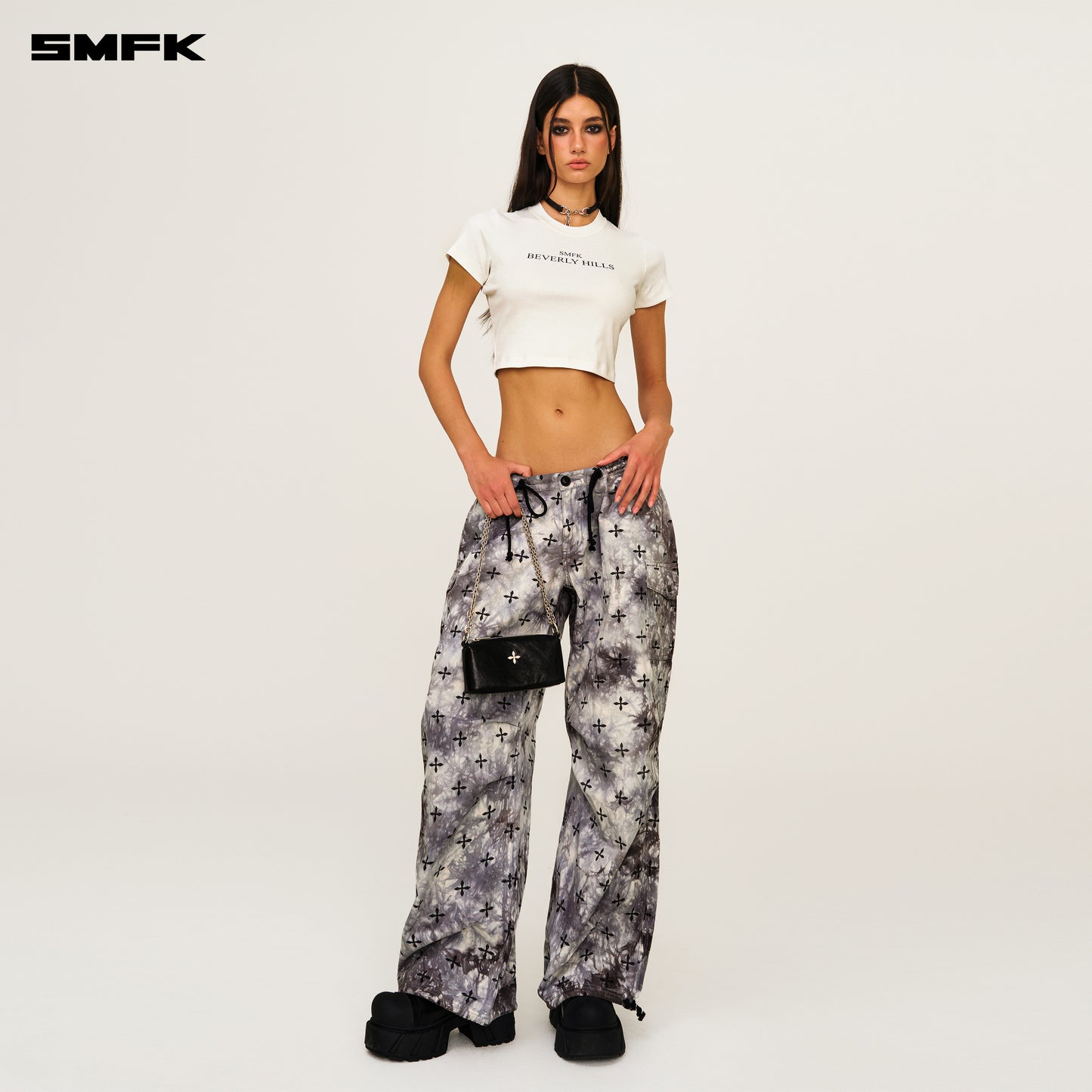 Compass Ink Garden Tie-Dye Hunting Paratrooper Pants Black and White