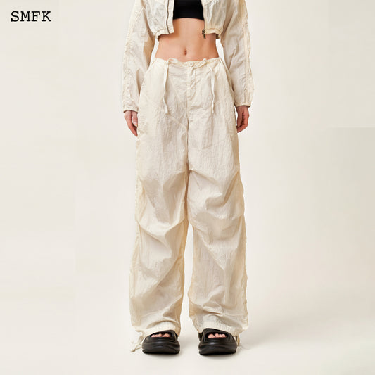 Wild World Wilderness Parachute Wide Leg Pants Snow White