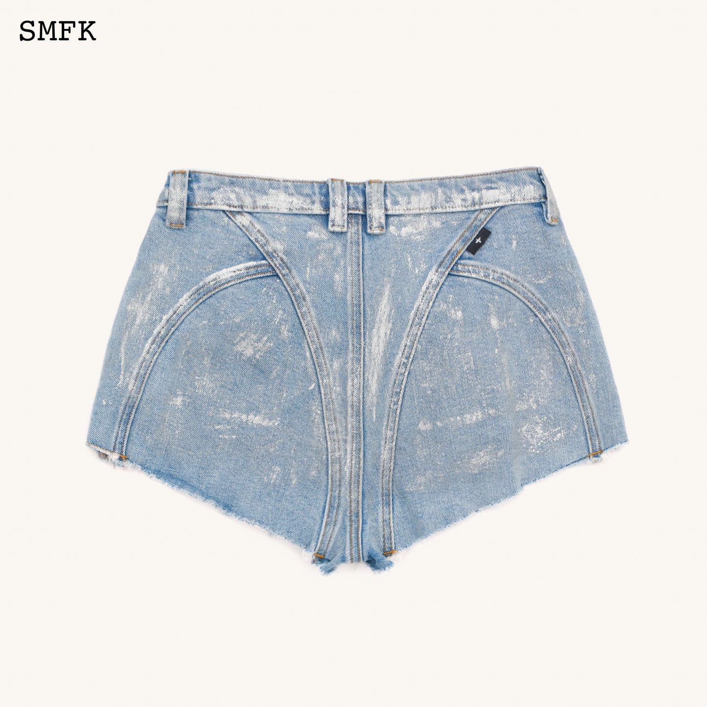 Wild World Rider Biker Denim Shorts Sky Blue