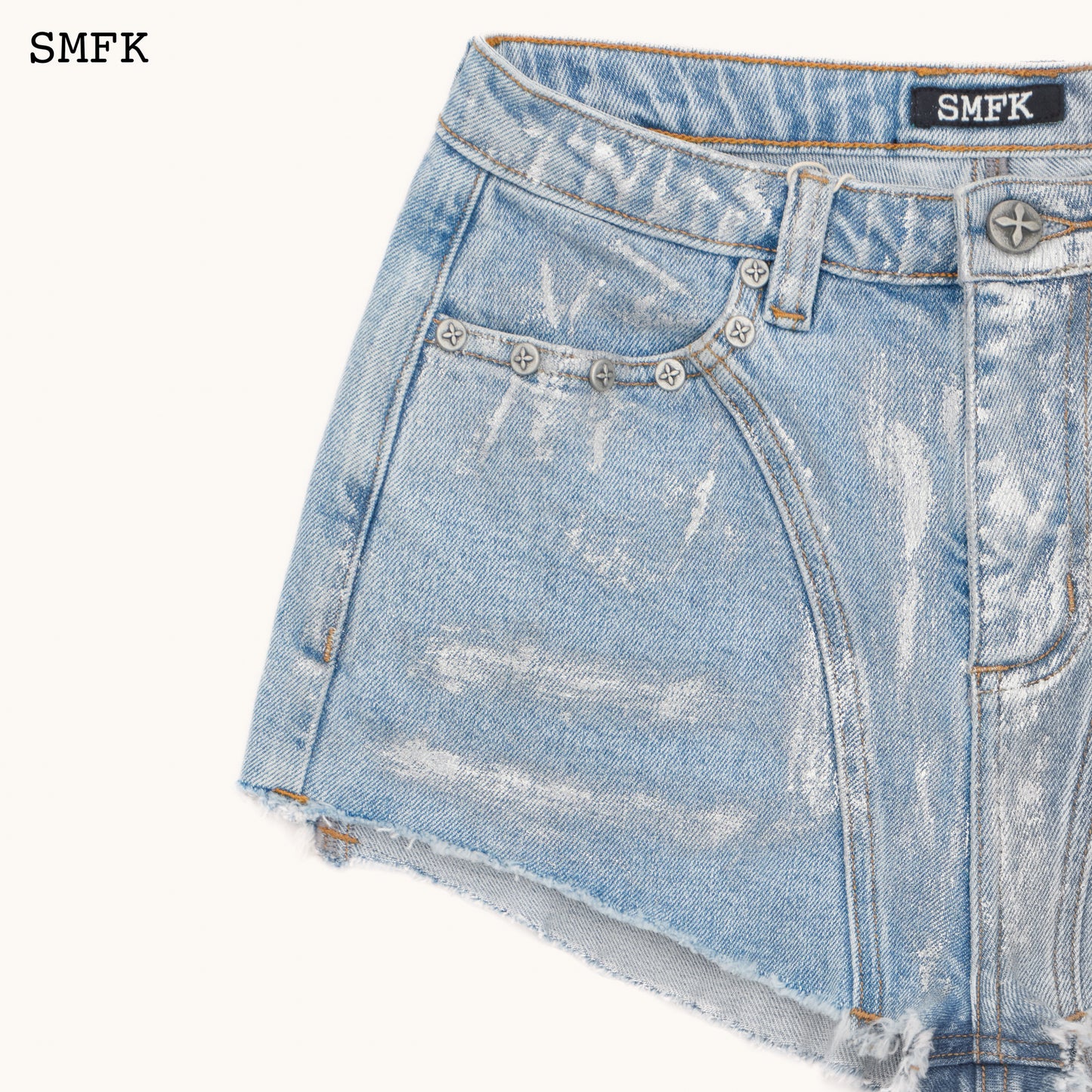 Wild World Rider Biker Denim Shorts Sky Blue