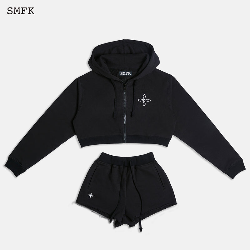 BLACK NIGHT FLOWER JOGGING SPORTS SET BLACK