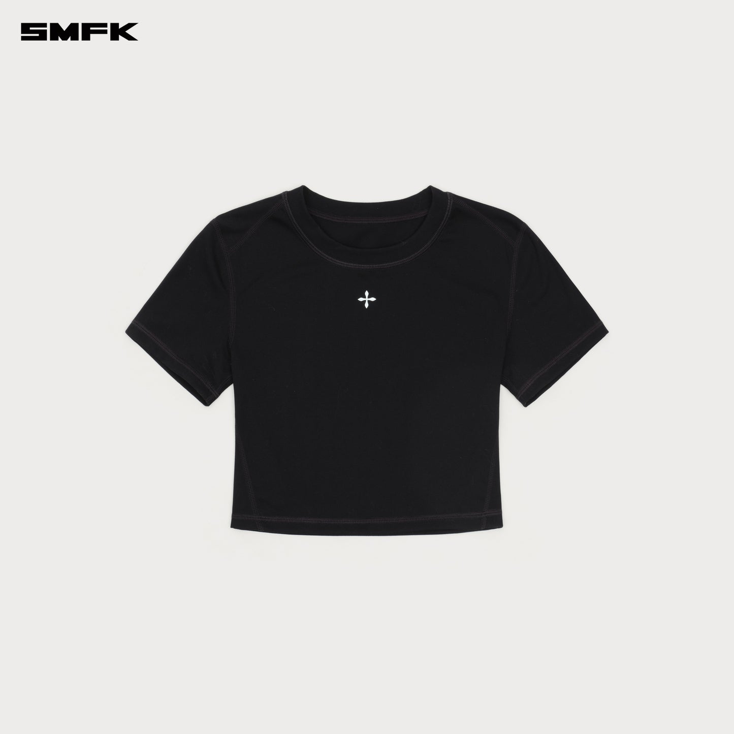 Compass Wave Body-shaping Skin Crop Tee Wild Black