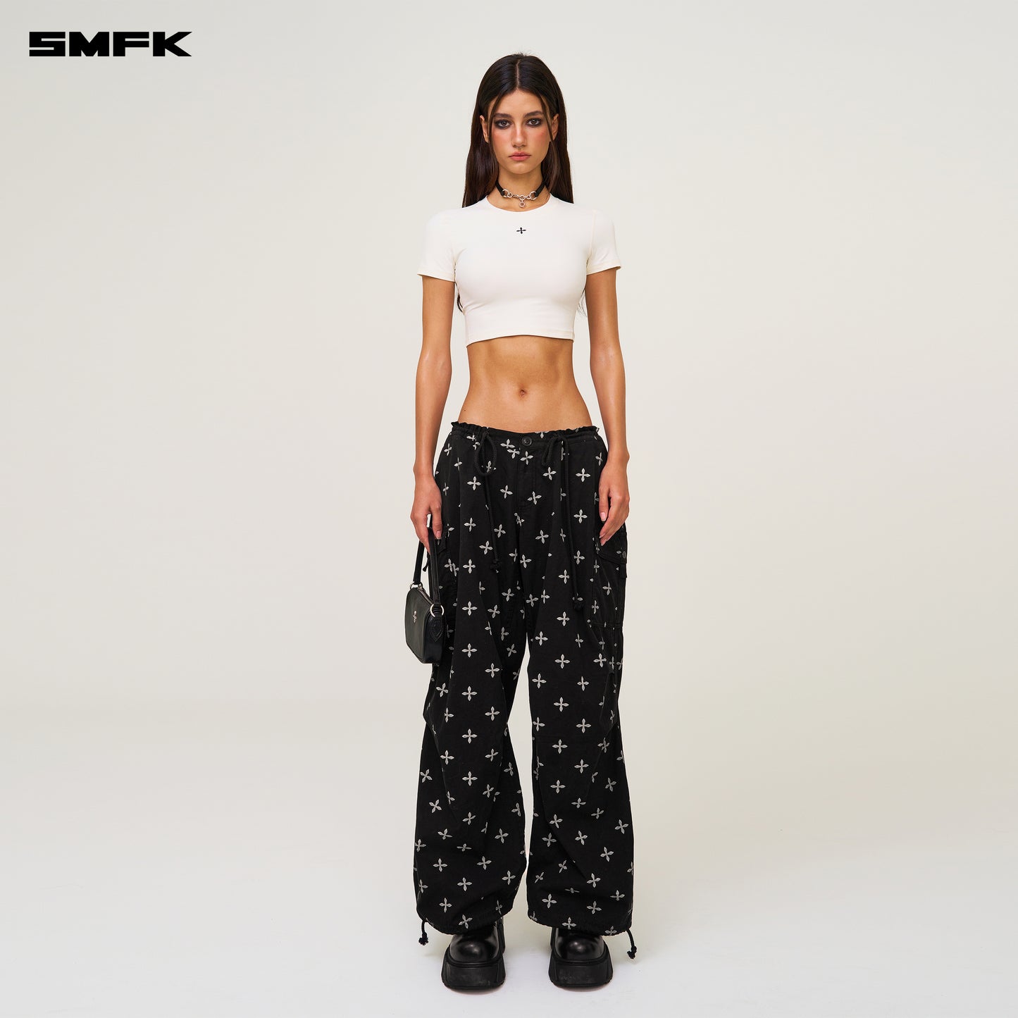 Compass Wave Body-shaping Skin Crop Tee Snowy Mountain White