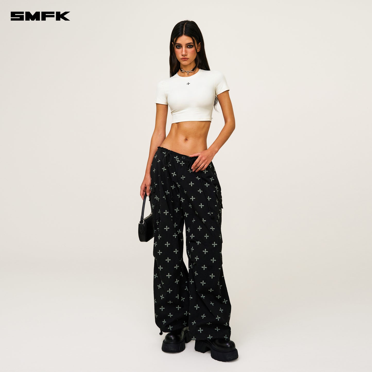 Compass Wave Body-shaping Skin Crop Tee Snowy Mountain White