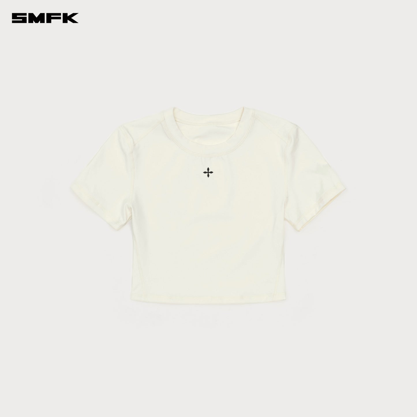 Compass Wave Body-shaping Skin Crop Tee Snowy Mountain White