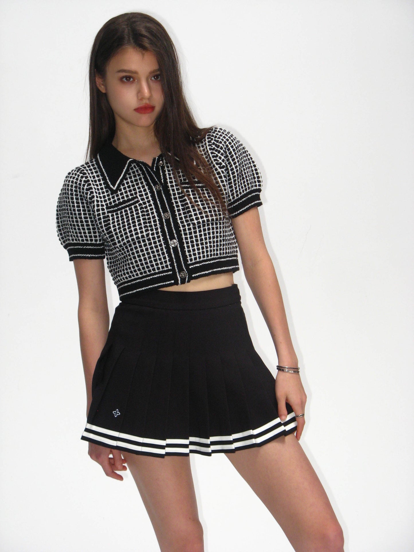 CAMPUS BLACK AND WHITE CHECKERED POLO