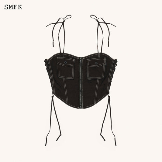 WILDWORLD BLACK STRAY PARATROOPER CORSET TUBE TOP