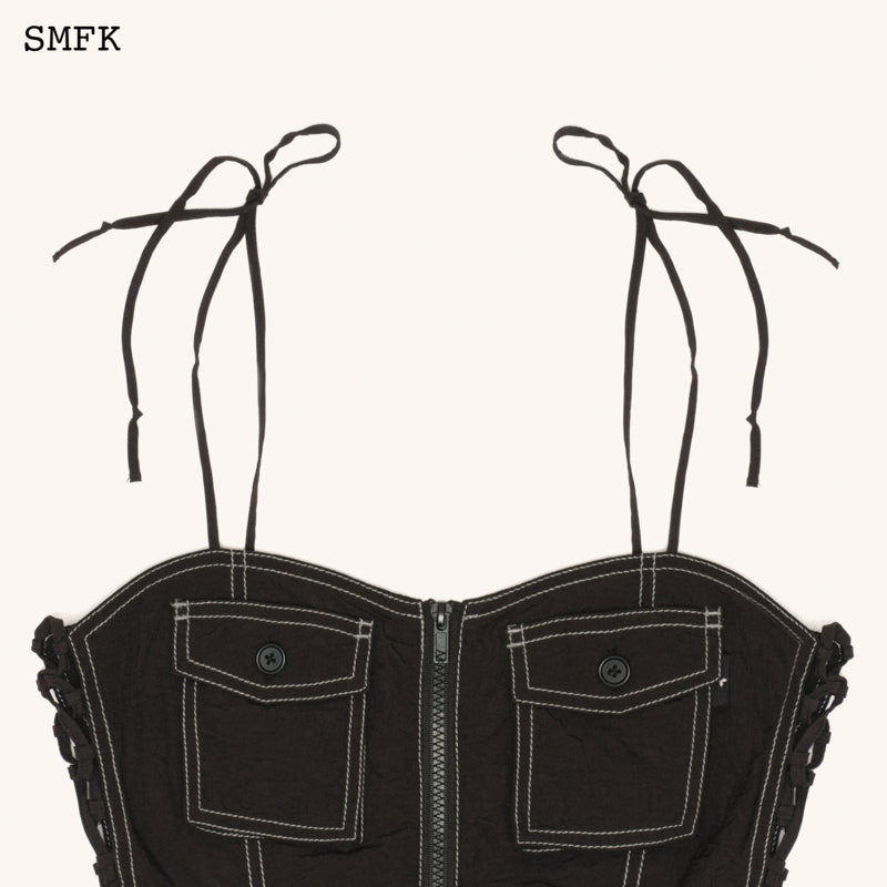 WILDWORLD BLACK STRAY PARATROOPER CORSET TUBE TOP