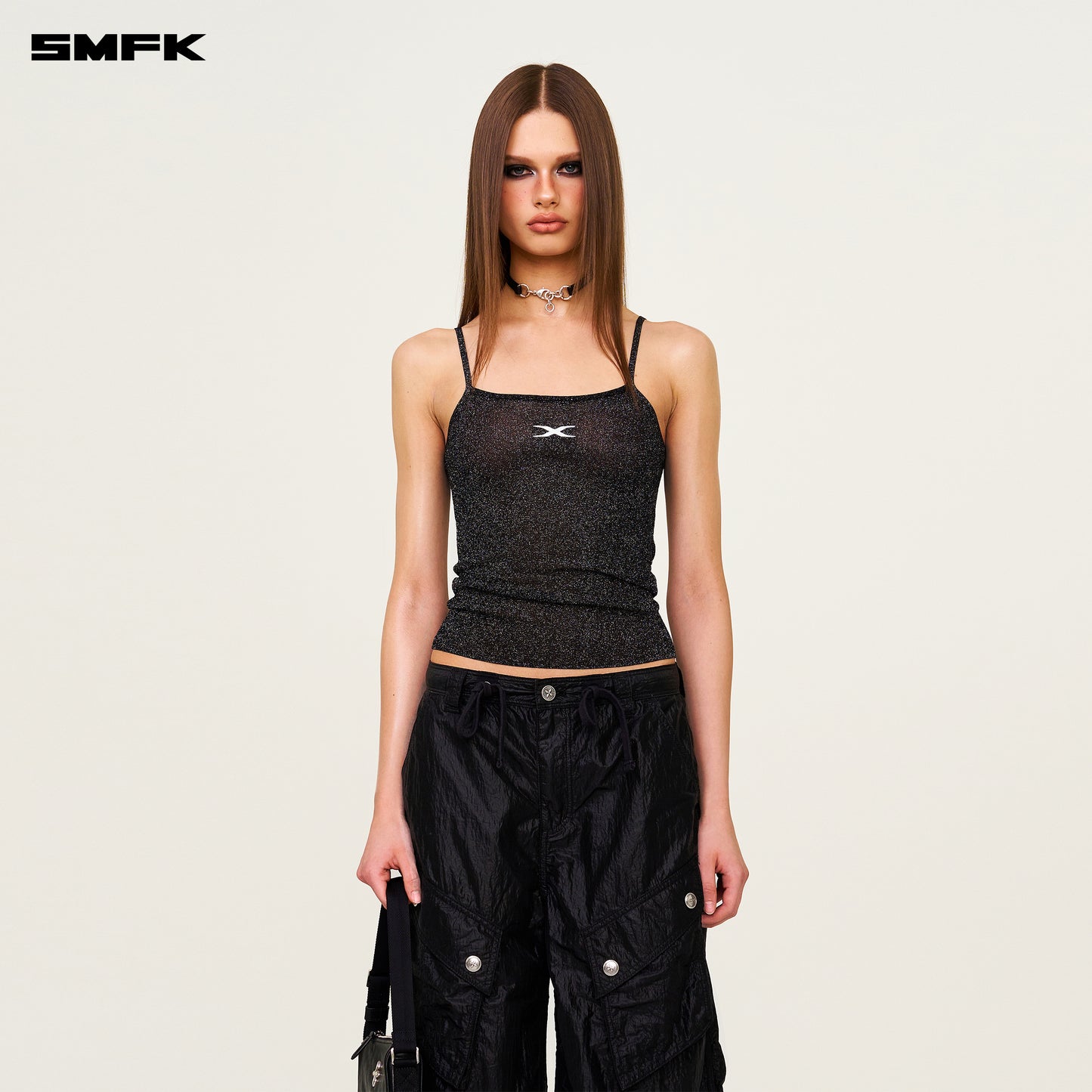 Future Nebula Knitted Strap Top Nebula Black