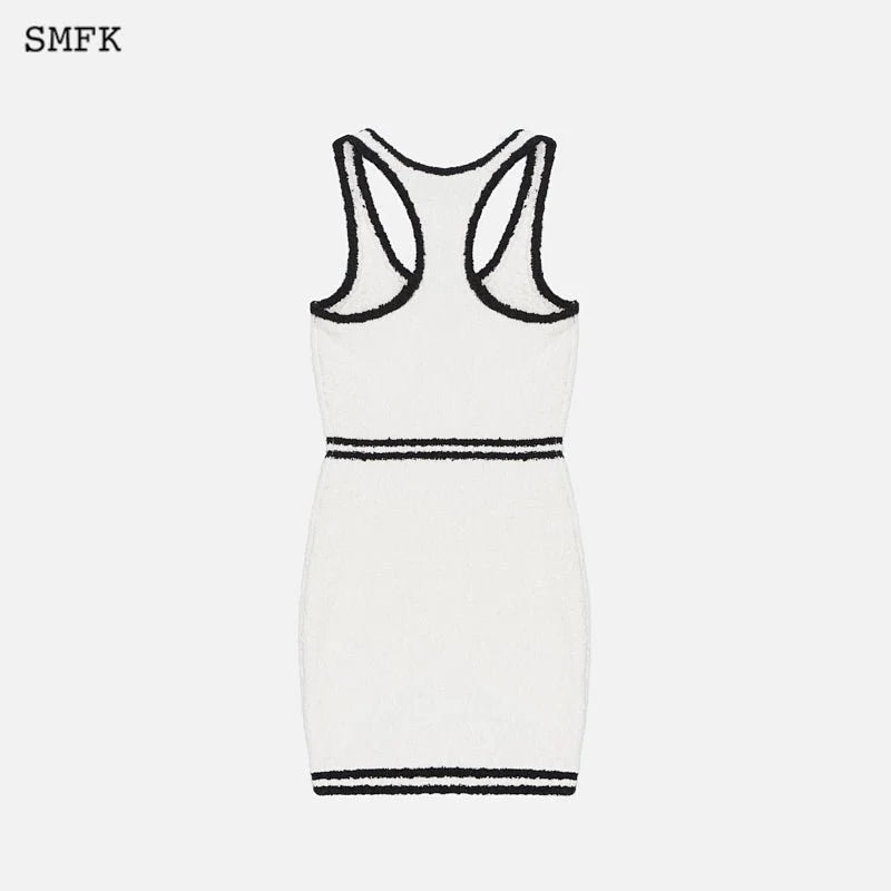 CAMPUS VINTAGE KNITTED TANK DRESS WHITE